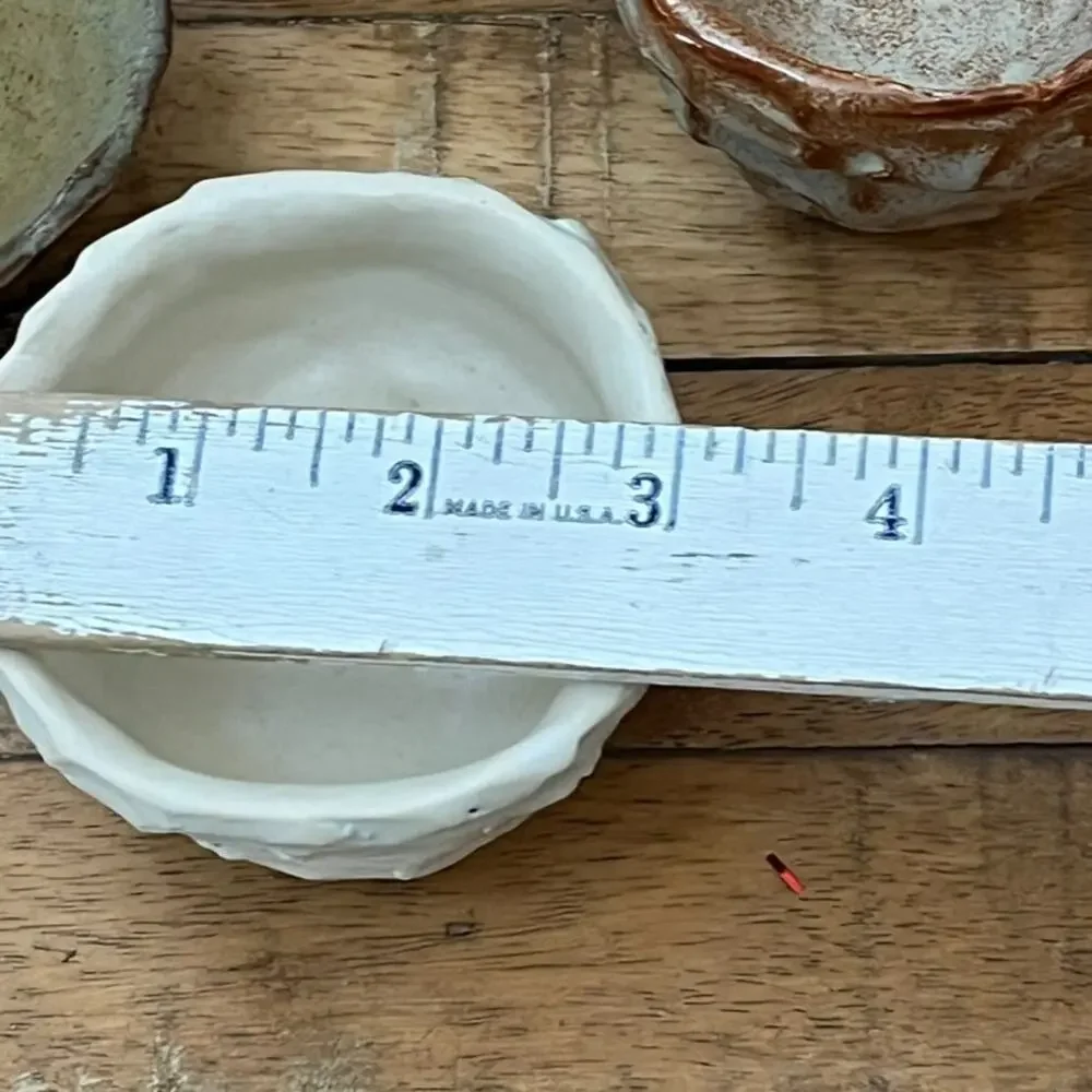 Organic Shape Handmade Textured Ceramic Bowls Set of 4 Rustic Earthy Tones